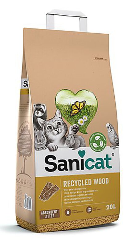 Sanicat - Litière Naturelle absorbante Multipet de Bois Recyclé pour Chat et Rongeur - 20L image number null