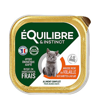 Equilibre & Instinct - Pâtée en Mousse à la Volaille pour Chaton - 85g