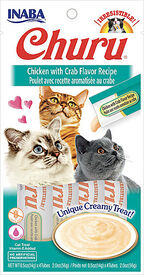 Inaba - Friandises Churu Poulet avec Recette au Crabe pour Chats - 4x14g