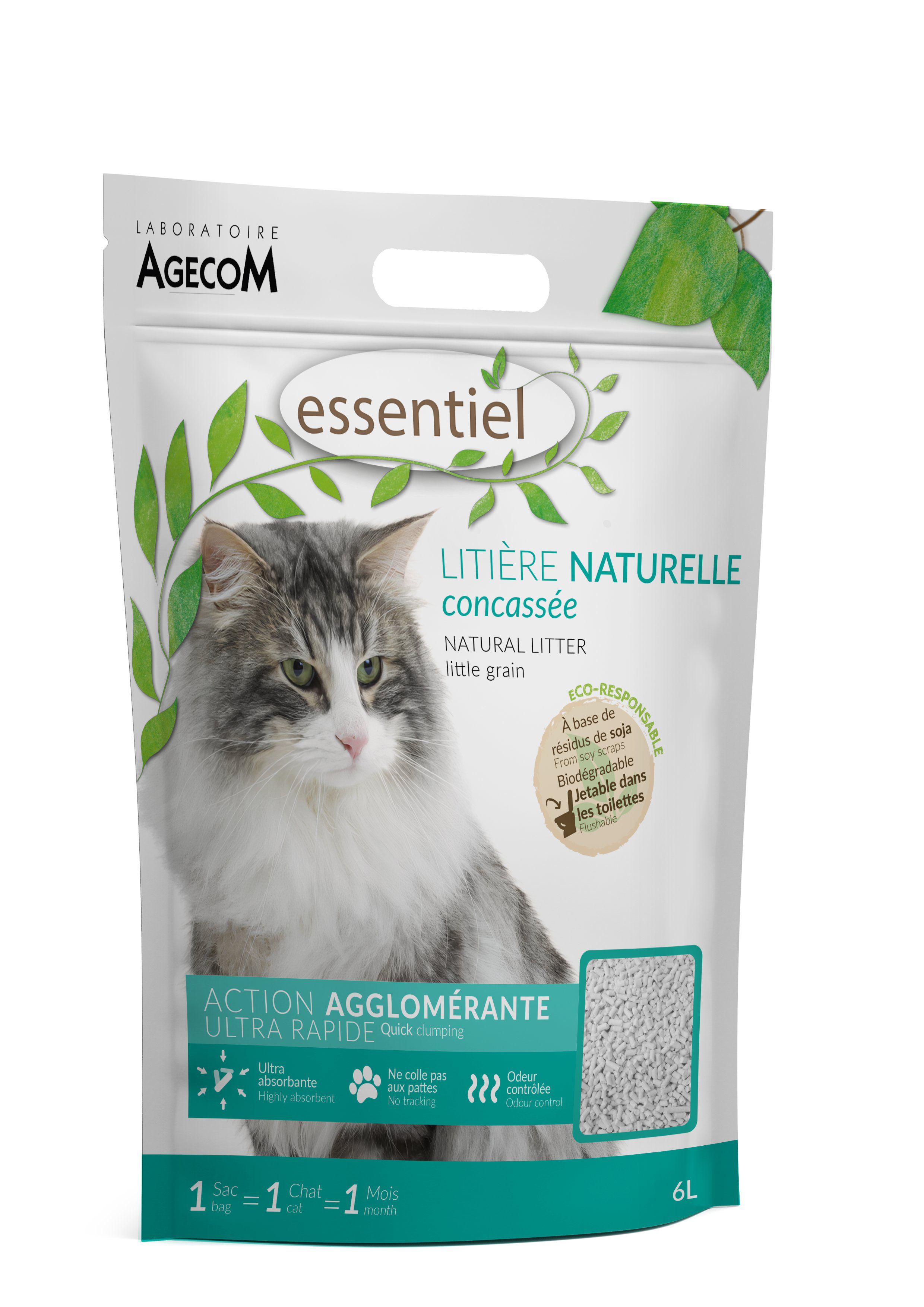 Essentiel - Liti&egrave;re concass&eacute;e naturelle - 6L Image num&eacute;ro 1