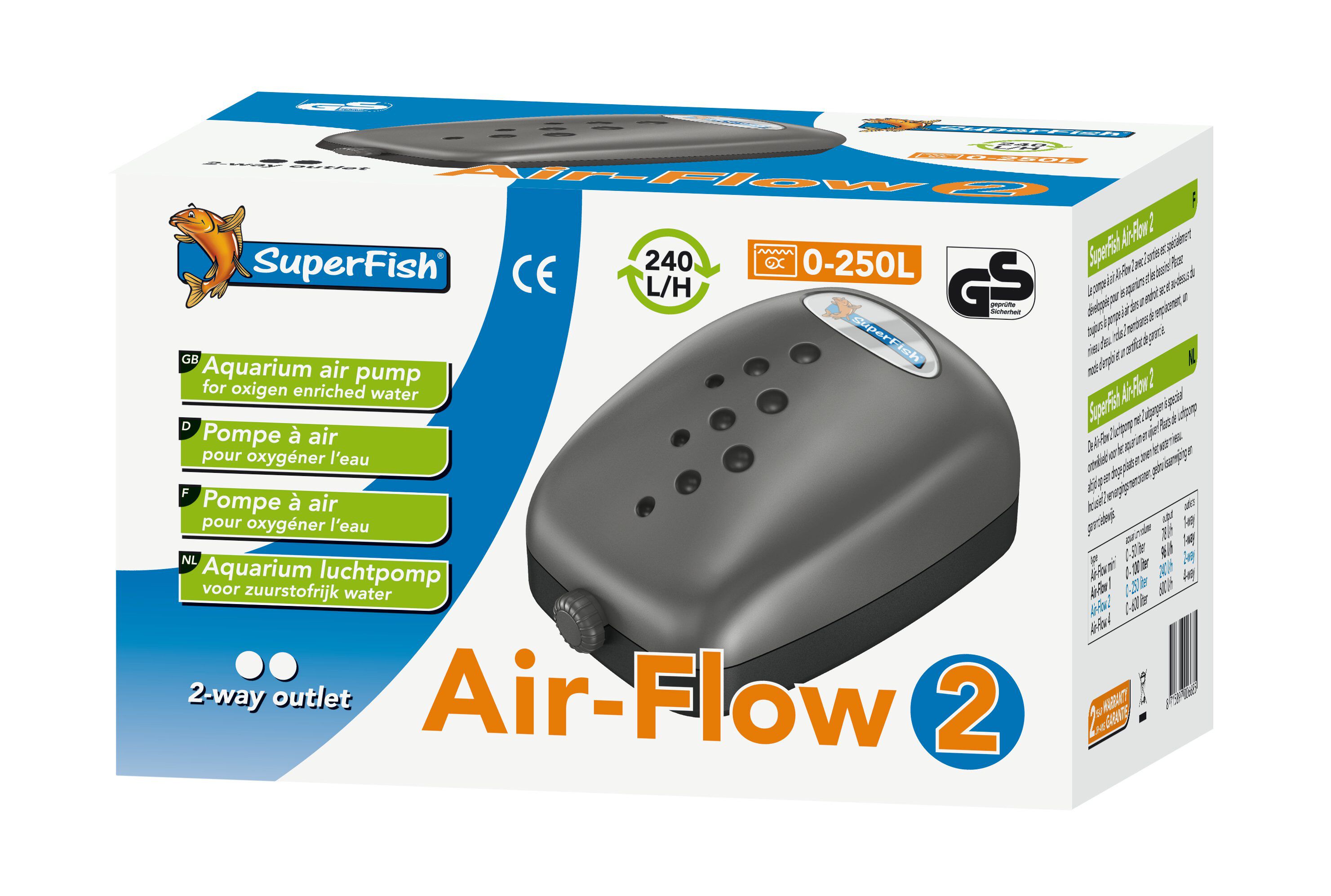 Superfish - Pompe &agrave; Air Air-Flow pour Aquarium - 240 L/H Image num&eacute;ro 1