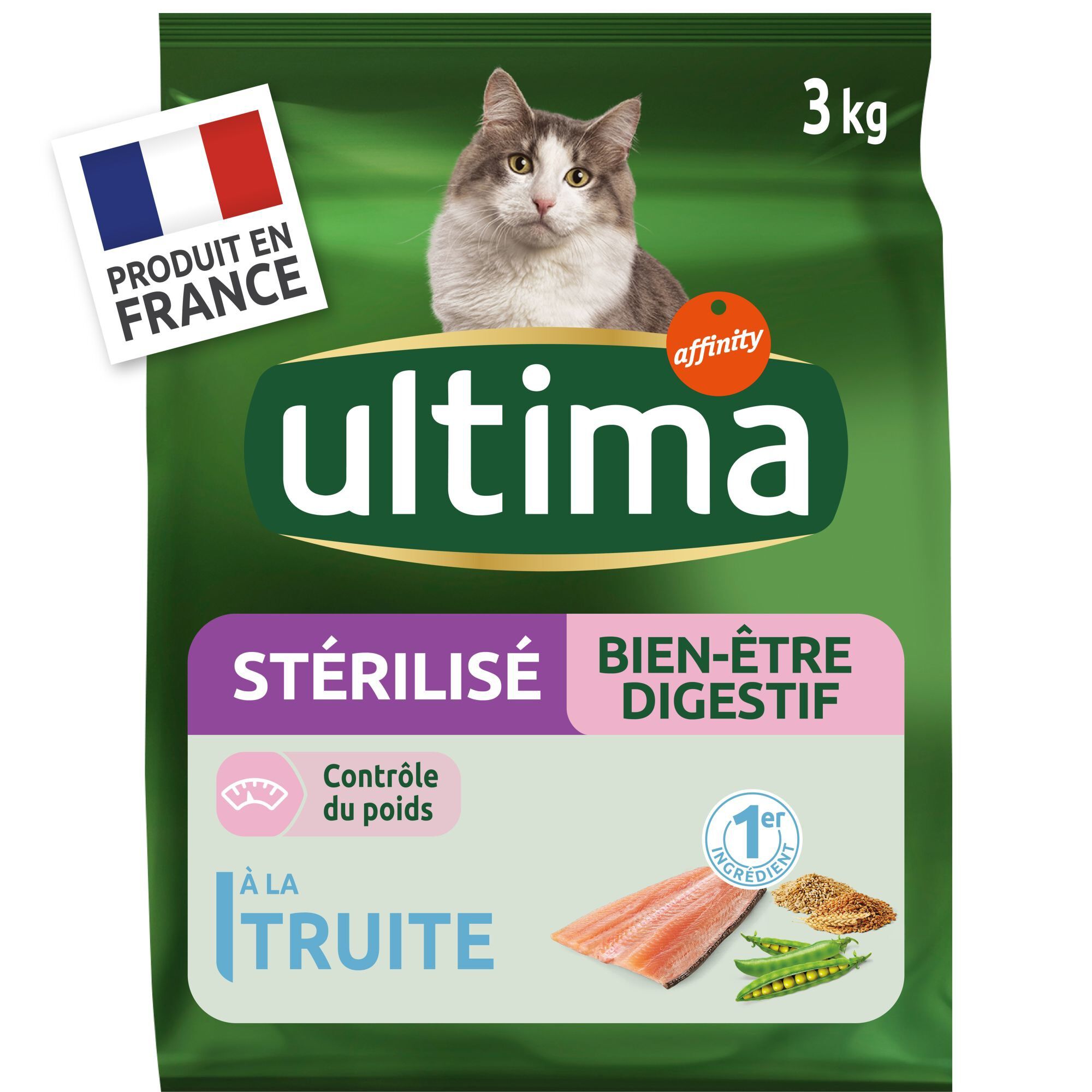 Ultima - Croquettes Chat St&eacute;rilis&eacute; Bien &Ecirc;tre Digestif - 3 kg Image num&eacute;ro 1