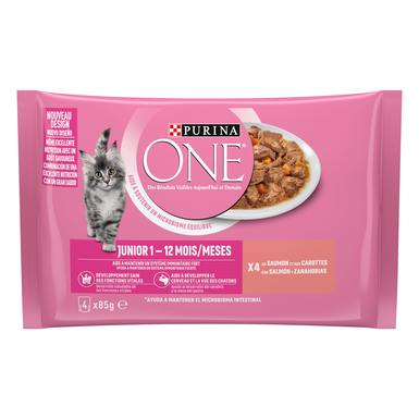 PURINA ONE - Sachets fraîcheurs au Saumon pour Chatons - 4x85g