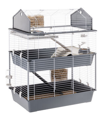 Ferplast - Cage Barn Double 100 pour Lapins - Blanc