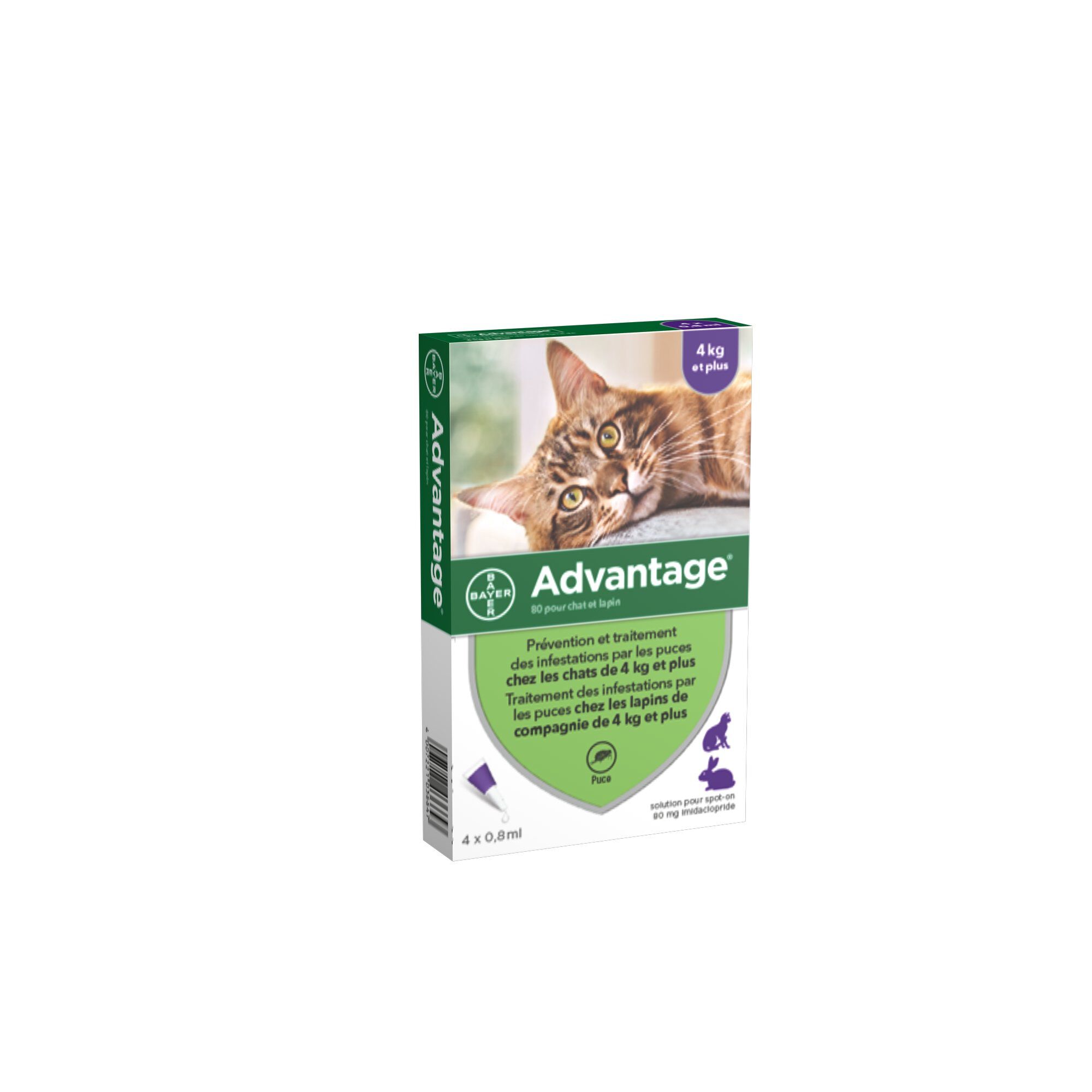 Bayer - Pipettes Antiparasitaires Advantage 80 pour Chat/Lapin - 4x0,8ml Image num&eacute;ro 1