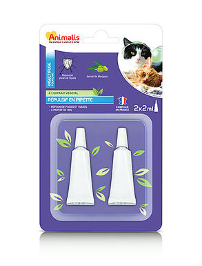 Animalis - Répulsif Insectifuge en Pipette pour Chat - 2x2ml