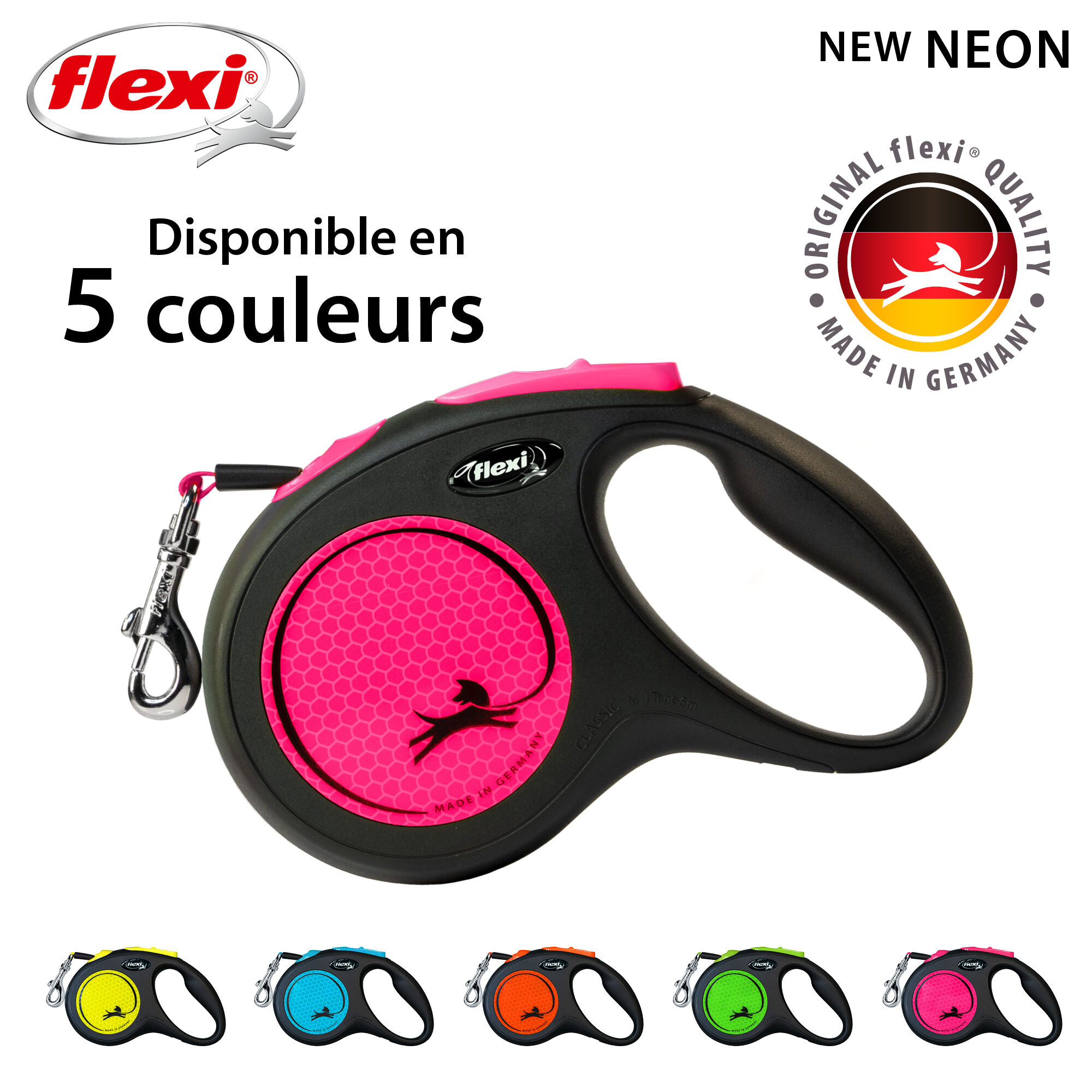 Flexi - Laisse Enrouleur Neon Sangle Rose - M/5m Image num&eacute;ro 9