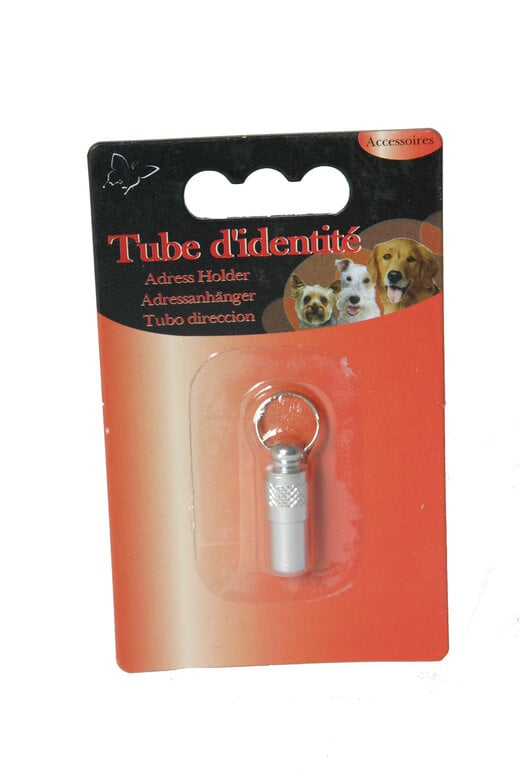Tube Adresse en Métal pour Chien et Chat - Argent Image numéro 1 Tube Adresse en Métal pour Chien et Chat - Argent Image numéro 1
