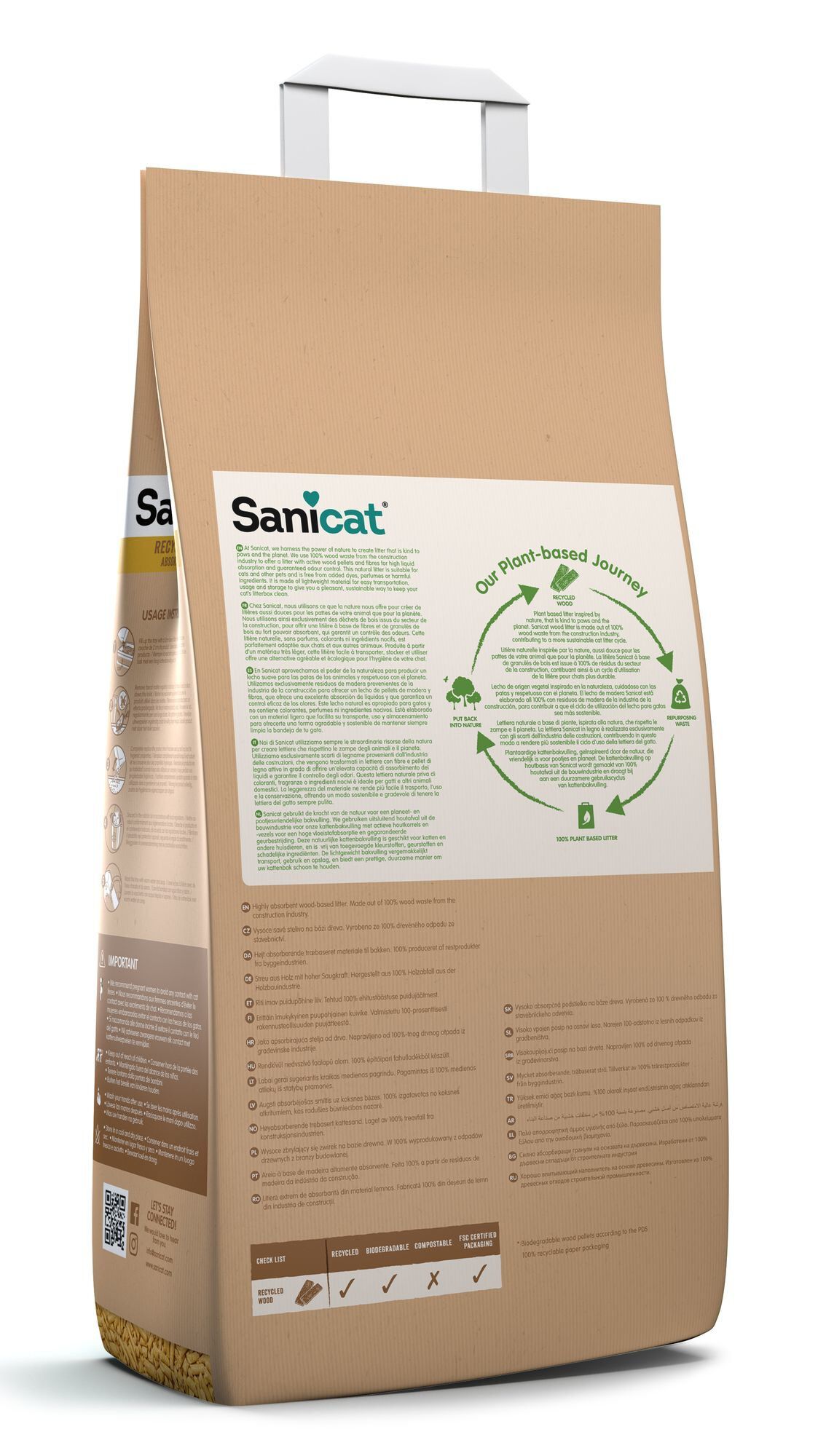Sanicat - Liti&egrave;re Naturelle absorbante Multipet de Bois Recycl&eacute; pour Chat et Rongeur - 20L Image num&eacute;ro 2