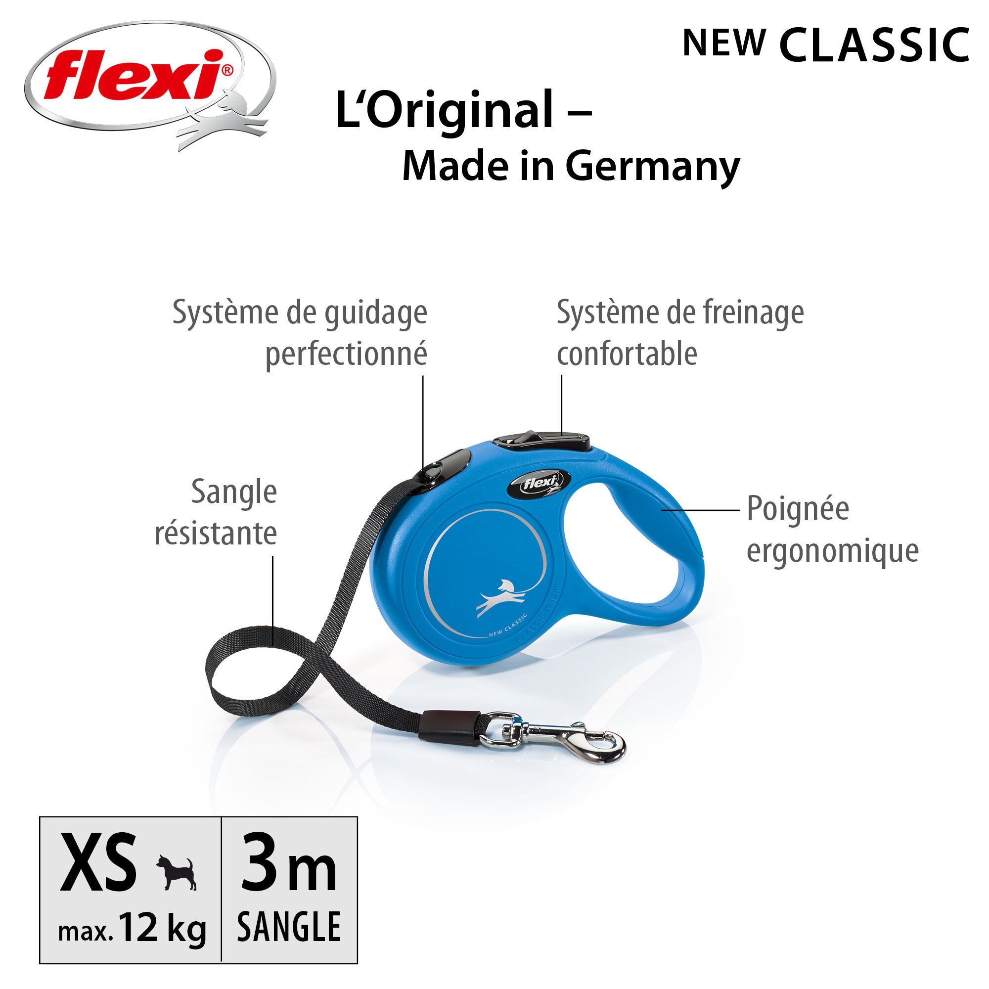 Flexi - Laisse Classic avec Sangle pour Chien Bleu - XS (3m) Image num&eacute;ro 6