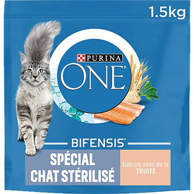 Purina One - Croquettes à la Truite et Blé pour Chat Stérilisé - 1,5Kg