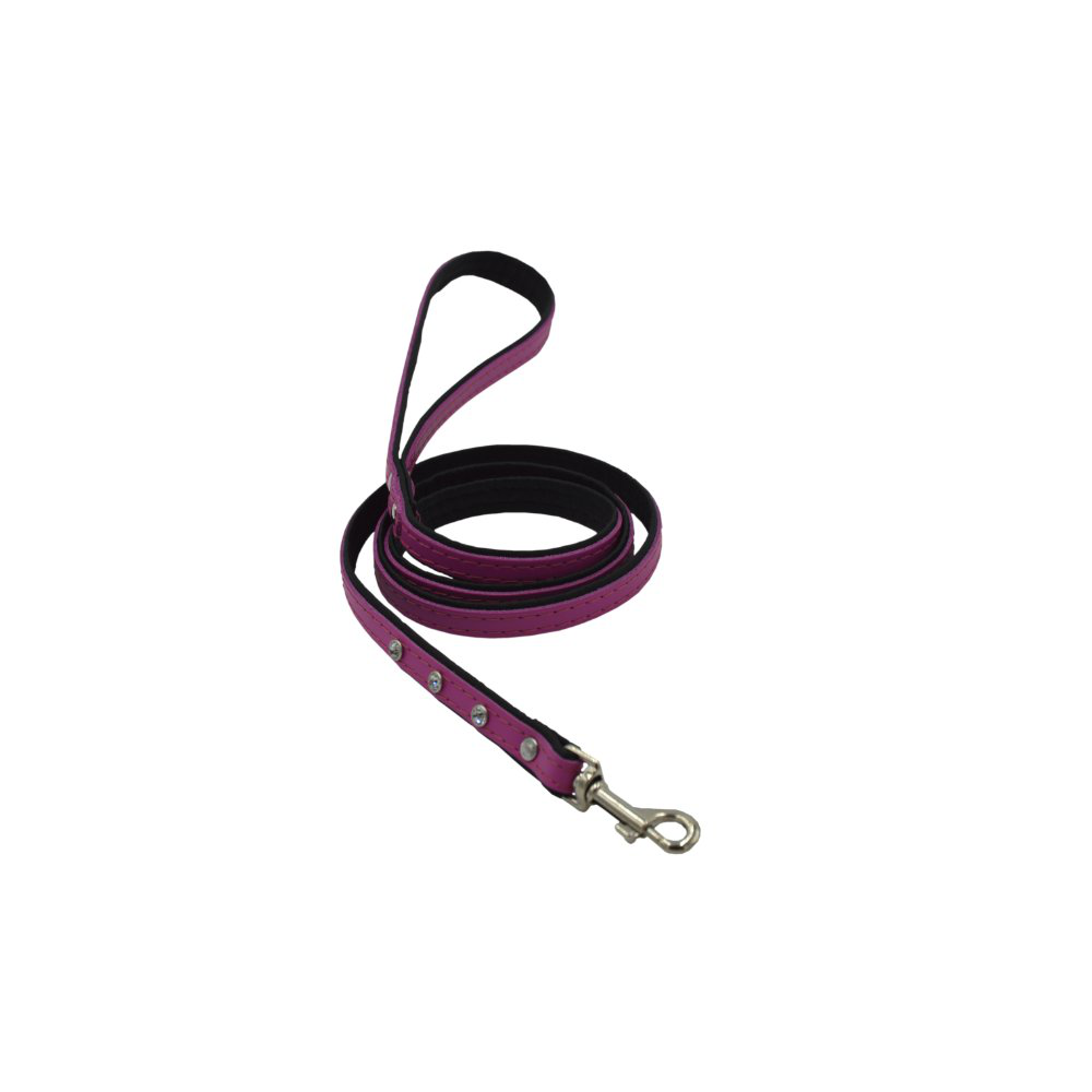 Comme Un Roi - Laisse Cuir et Strass So Trendy Rose / Noir pour Chien et Chat - 120cm Image num&eacute;ro 1