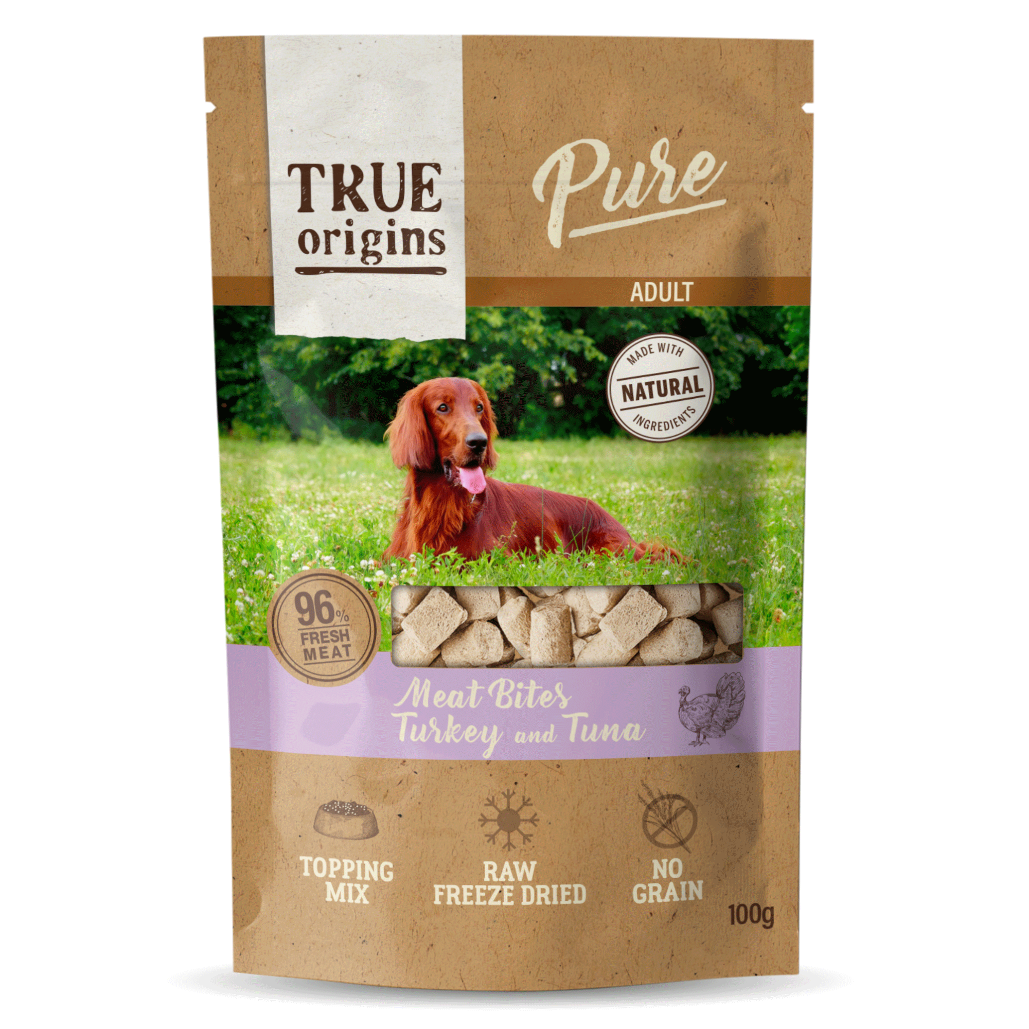 True Origins Pure - Friandises &agrave; la Dinde et au Thon pour Chien Adulte - 100g Image num&eacute;ro 1