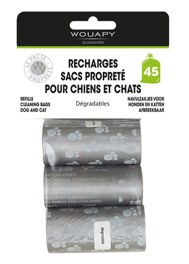 Wouapy - Recharge en Lot de 15 Sacs Propreté pour Distributeur - x3