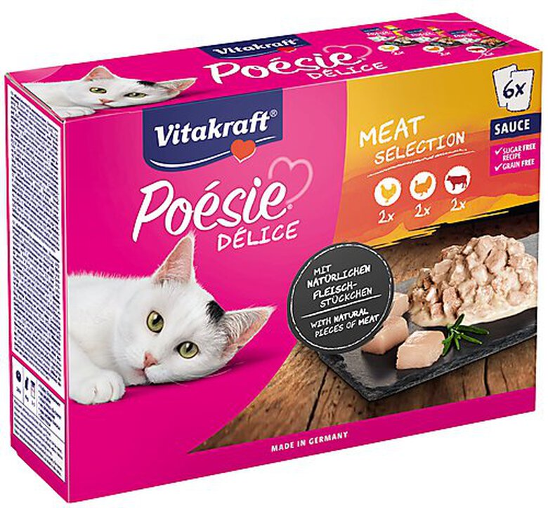Vitakraft - Multipack Poésie Délice en Sauce à la Viande pour Chat - 6x85g image number null