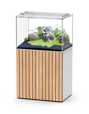 Aquatlantis - Ensemble Aquarium + Meuble Aquascape 80 - Led Blanc avec Porte STRIÉ