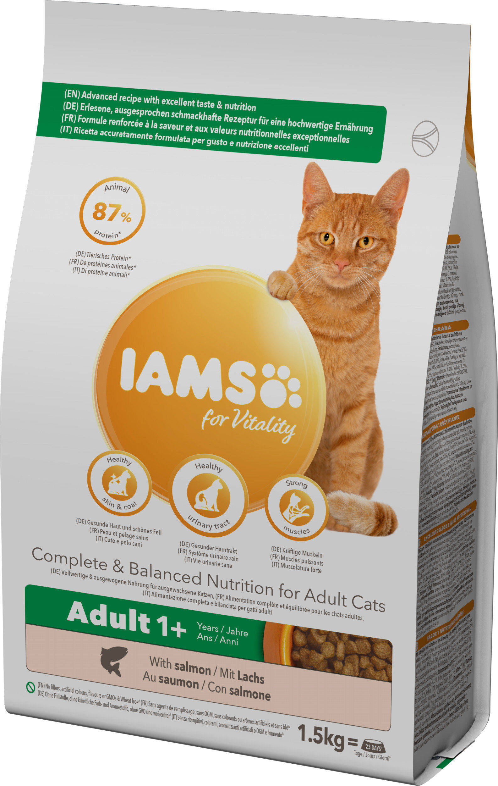Iams -  Croquettes Vitality Chat Adulte - Au saumon - 1,5kg Image num&eacute;ro 1