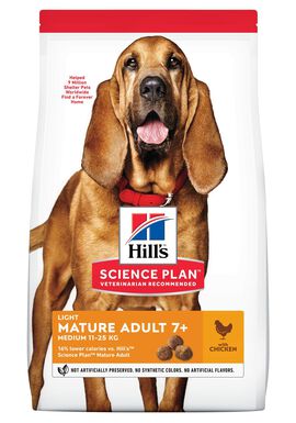 Hill's Science Plan - Croquettes Light Mature 7+ Poulet pour Chien - 12Kg