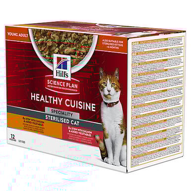 Hill’s Science Plan Healthy Cuisine Mijoté Pour Chat Adulte Stérilisé Au Poulet Et Légumes  - 12x80g
