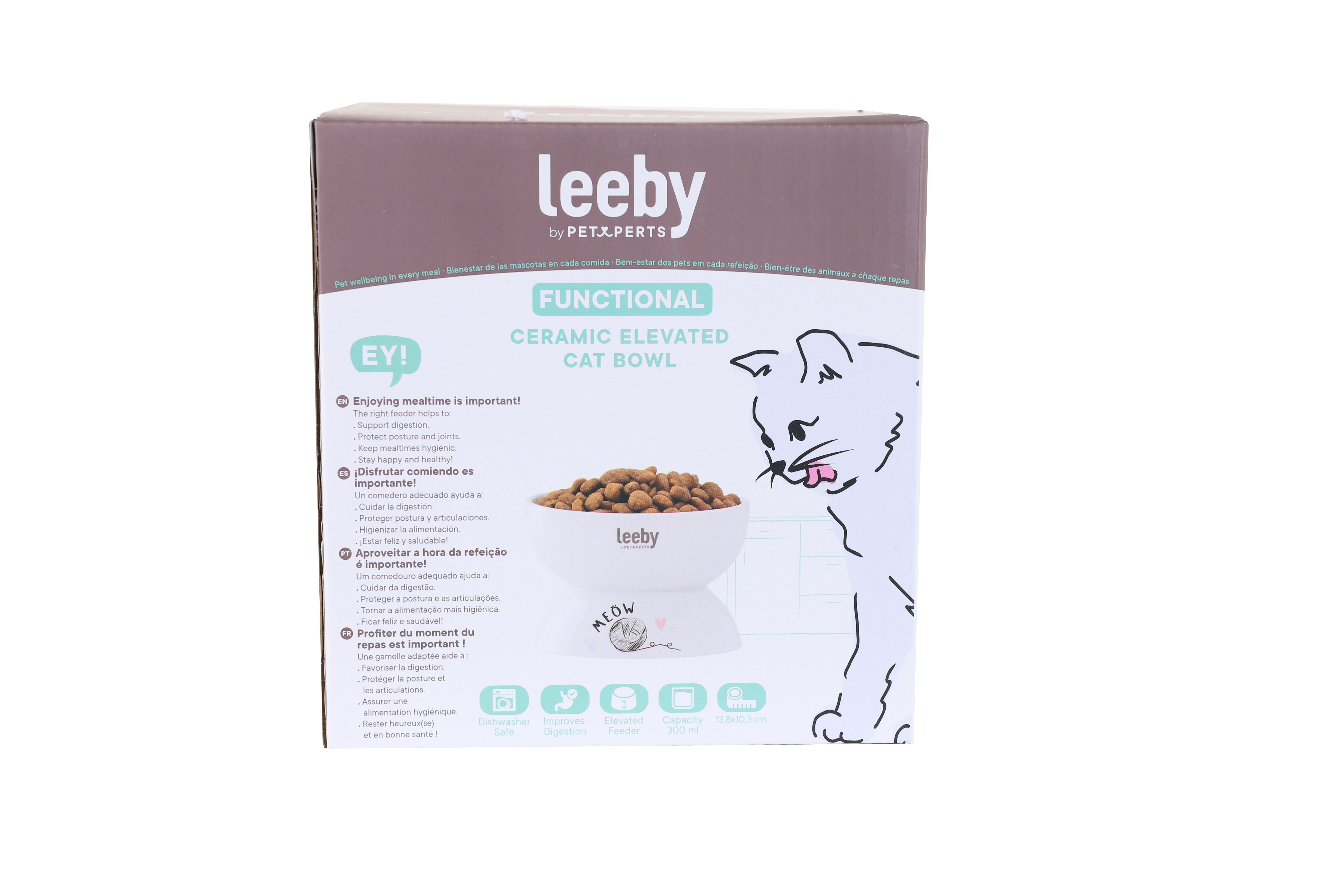 Leeby - Gamelle Sur&eacute;lev&eacute;e Inclin&eacute;e en C&eacute;ramique pour Chats - 300ml Image num&eacute;ro 5