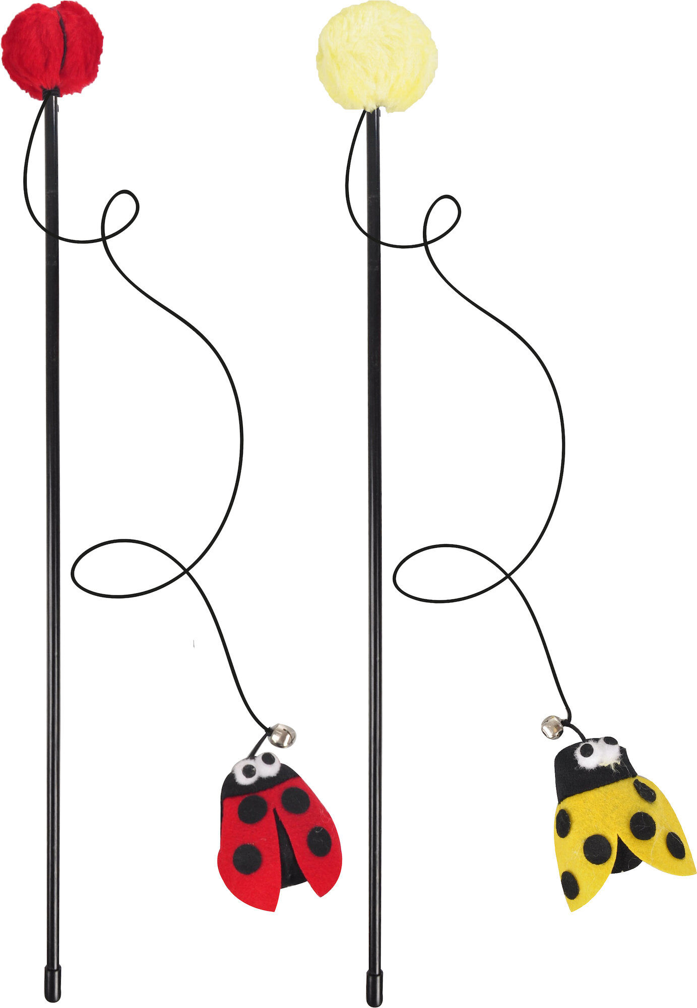 Flamingo - Jouet Happy Bug Canne &agrave; P&ecirc;che Pompon Coccinelle pour Chats - Image num&eacute;ro 3