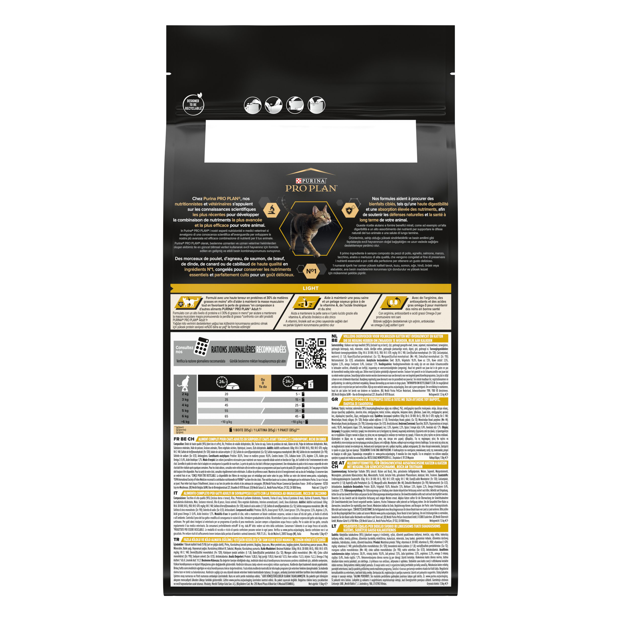 Pro Plan - Croquettes Light &agrave; la Dinde pour Chat Adulte - 1,5Kg Image num&eacute;ro 4