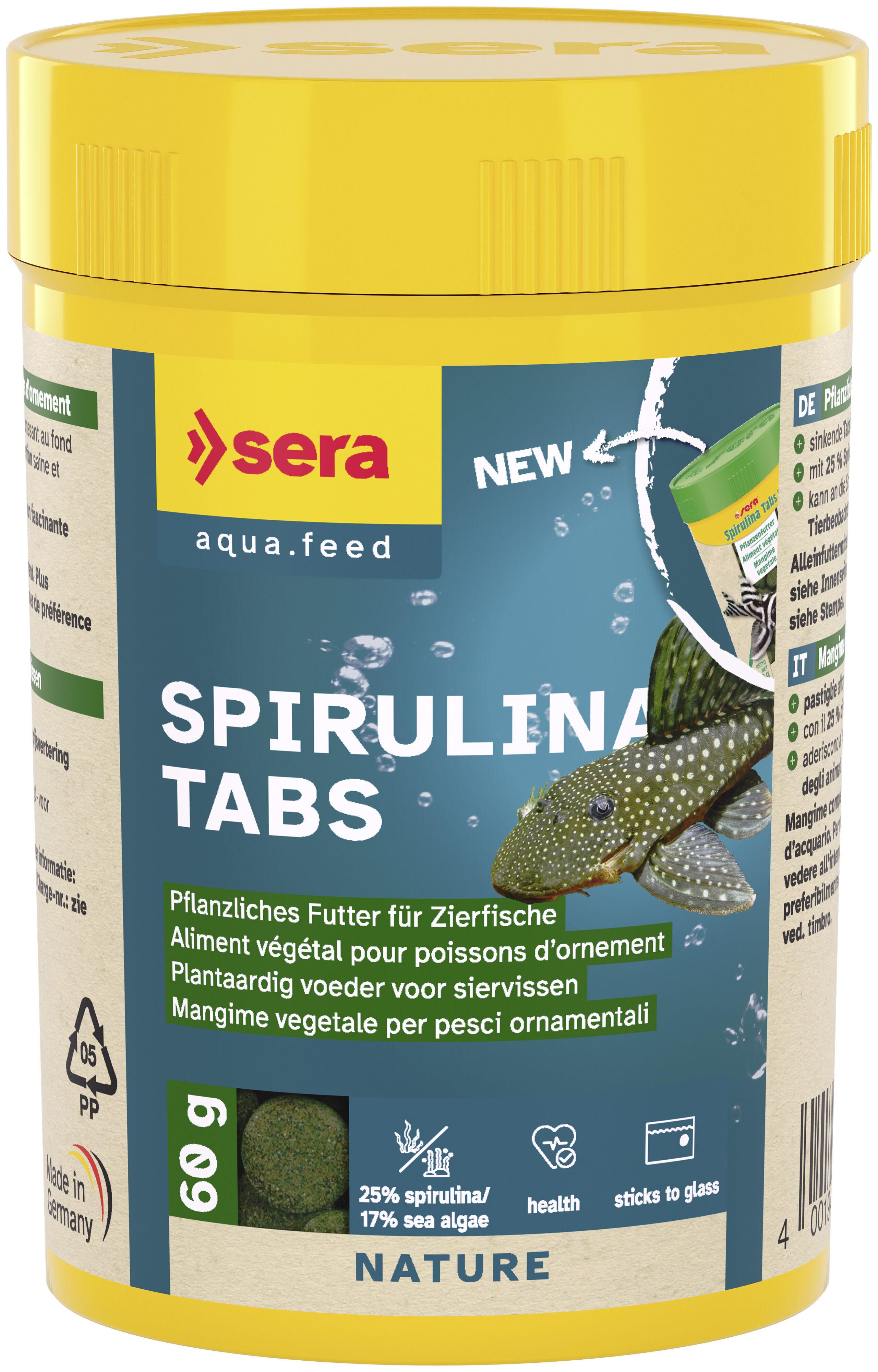 Sera - Pastilles V&eacute;g&eacute;tales Spirulina Tabs pour Poissons d'Ornement - 60g/100ml Image num&eacute;ro 1