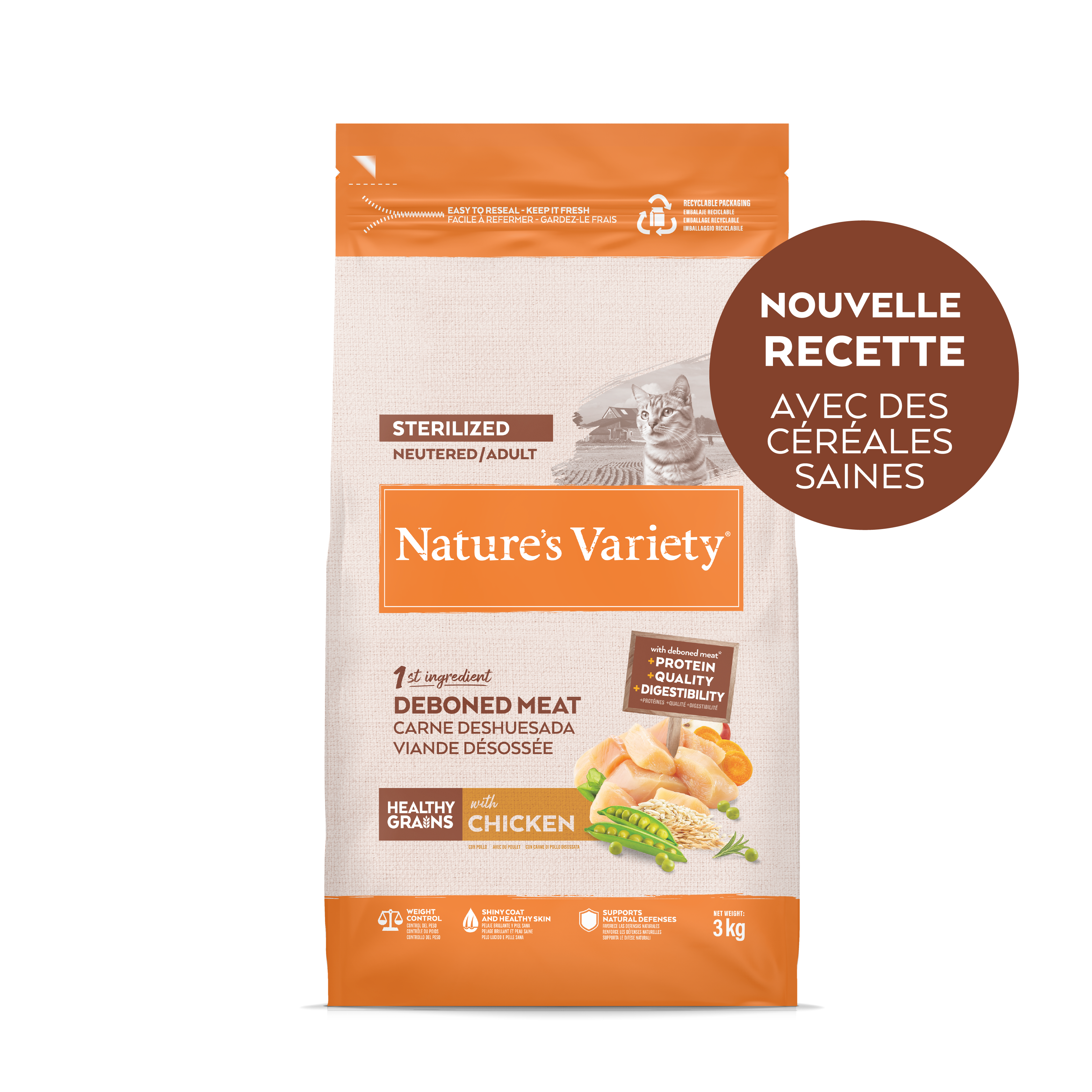 Nature's Variety - Croquettes Healthy Grains St&eacute;rilis&eacute; Poulet pour Chats - 3kg Image num&eacute;ro 1