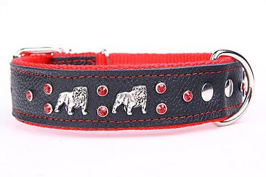 Yogipet - Collier Bulldog Cuir Crystal pour Chien - Rouge