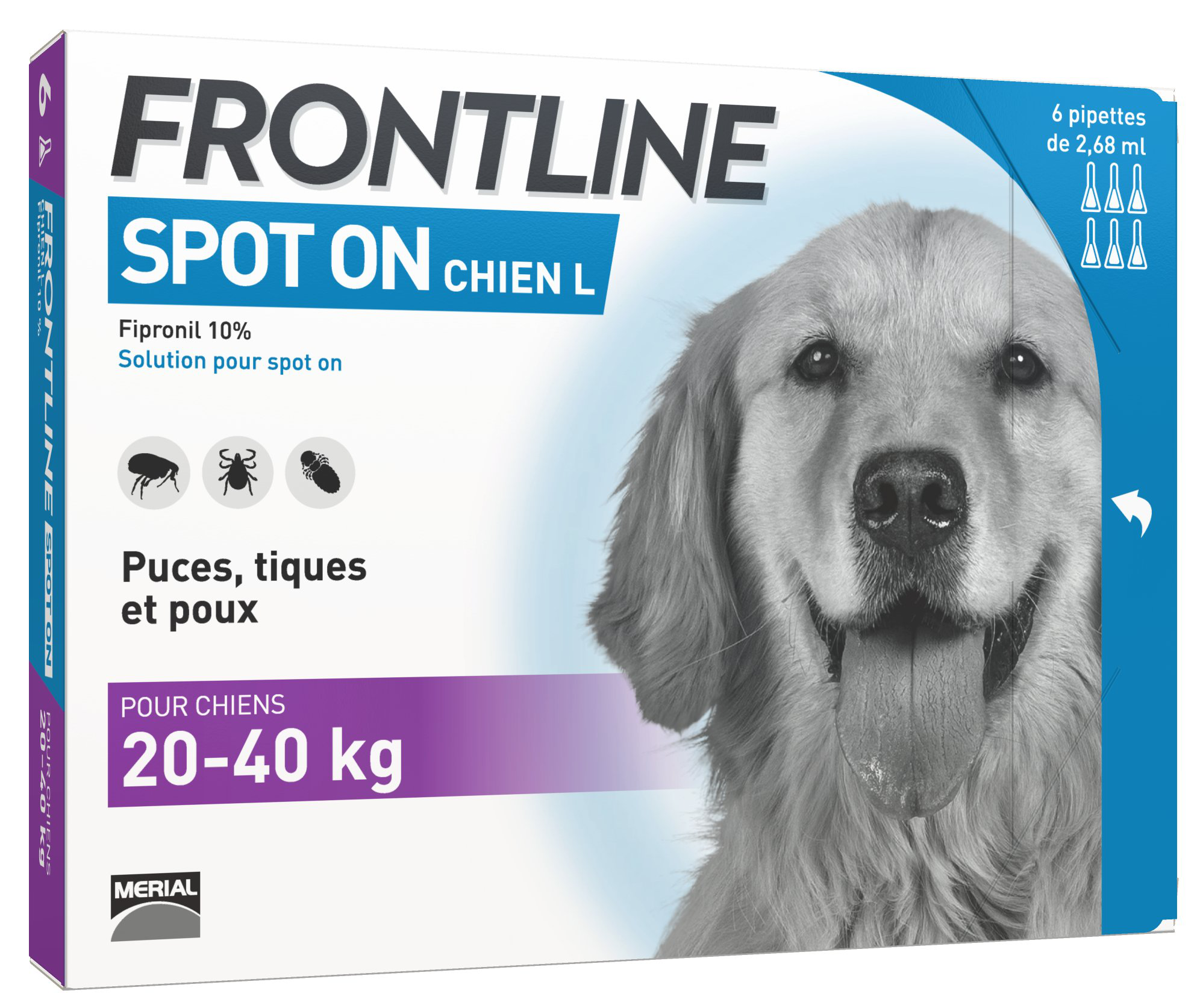 Frontline - Pipettes Antiparasitaire pour Chien de 20 &agrave; 40Kg - 6x2,68ml Image num&eacute;ro 1