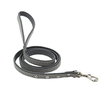 Comme Un Roi - Laisse Cuir et Strass So Nature Gris pour Chien et Chat - 120cm