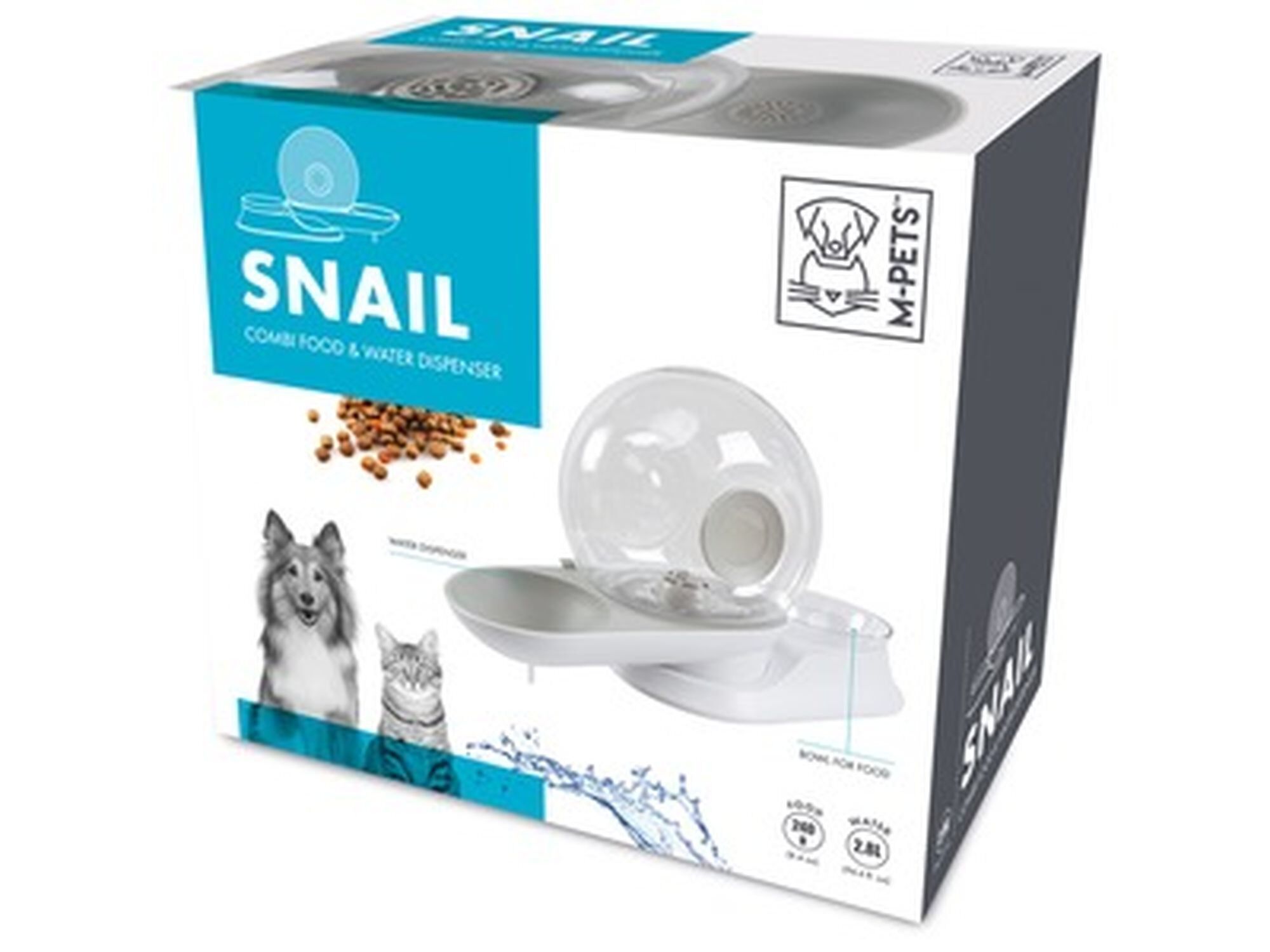 M-Pets - Distributeur Snail Croquettes + Eau Gris pour Chien et chat - 2,8L Image num&eacute;ro 2