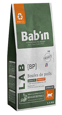 Bab'in - Croquettes Vétérinaires LAB Anti Boules de Poils pour Chats - 1,5Kg