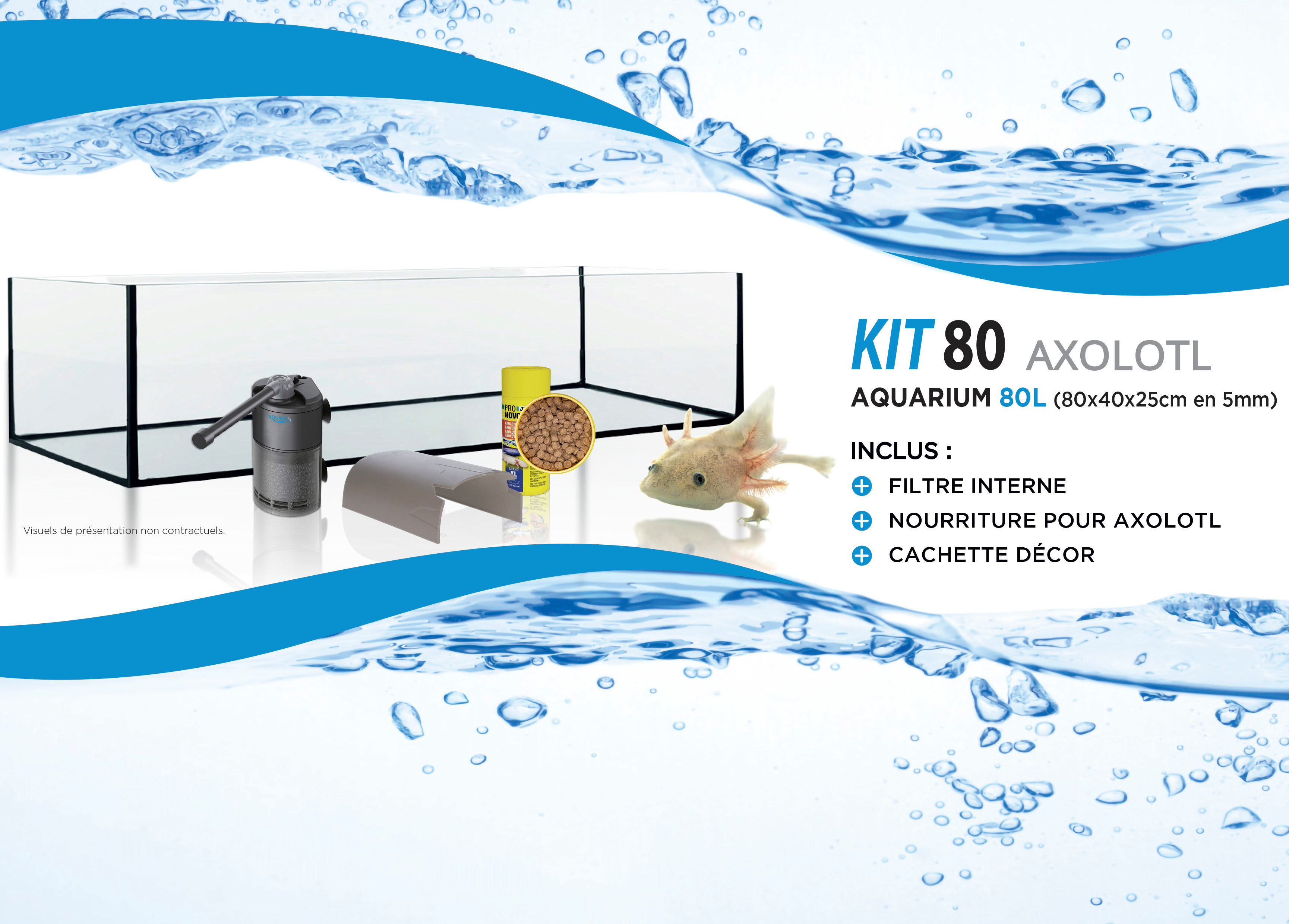 Aquavie - Kit de D&eacute;marrage Axolotl 80 - 80x40x25cm Image num&eacute;ro 5