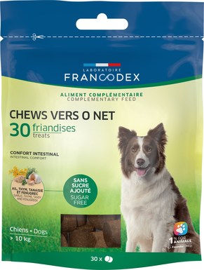 Francodex - Friandises Chews Vers o Net pour Chiens > 10kg - 30x5g