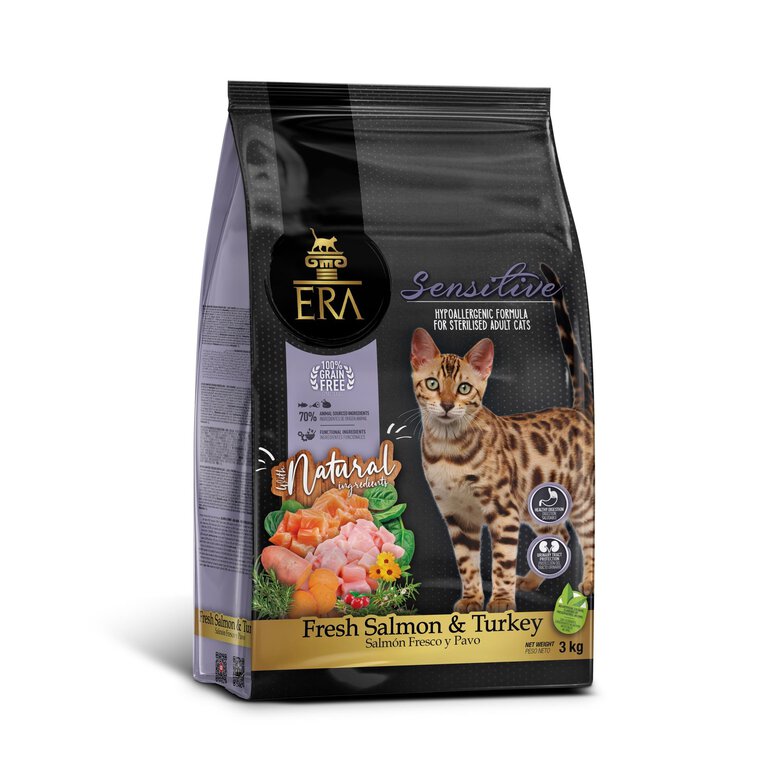 Era - Croquettes Sans Céréales Saumon et Dinde pour Chats Sensibles - 3kg Image numéro 1 Era - Croquettes Sans Céréales Saumon et Dinde pour Chats Sensibles - 3kg Image numéro 1