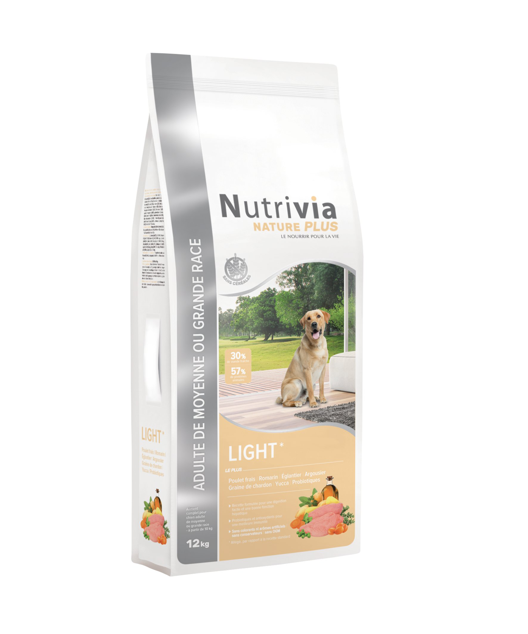 Nutrivia Nature Plus - Croquettes Naturelles Light au Poulet Frais pour Chien Adulte de Moyenne ou Grande Race - 12Kg Image num&eacute;ro 1