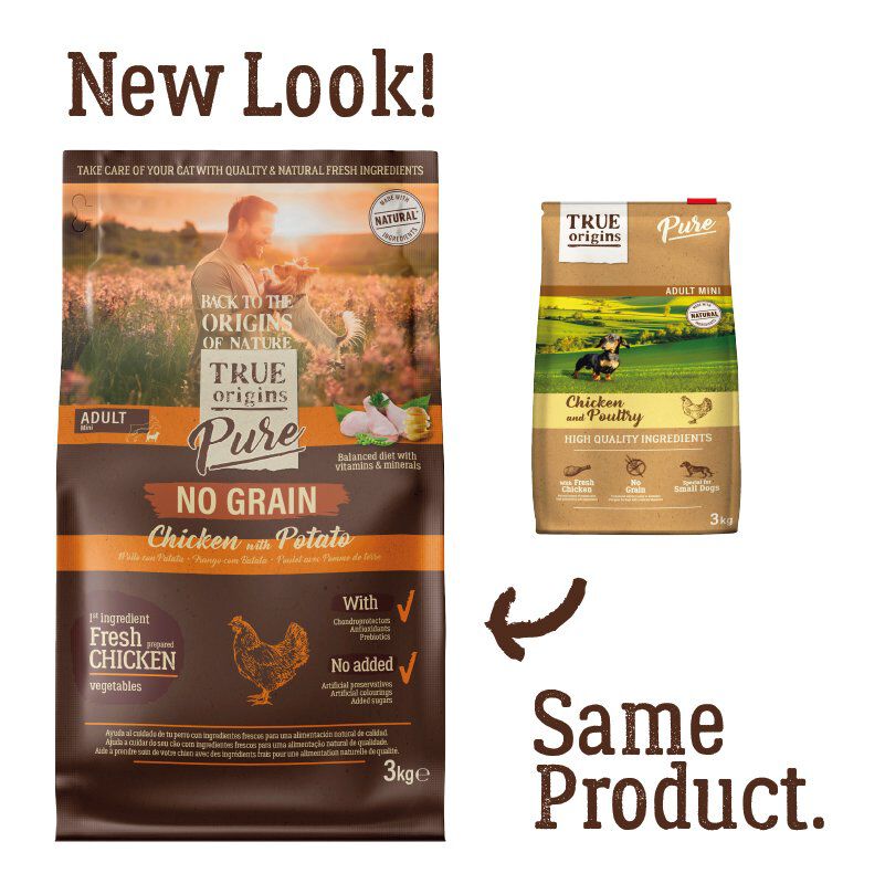 True Origins Pure - Croquettes au Poulet sans C&eacute;r&eacute;ales pour Chien Adulte de Petite Taille - 3kg Image num&eacute;ro 1