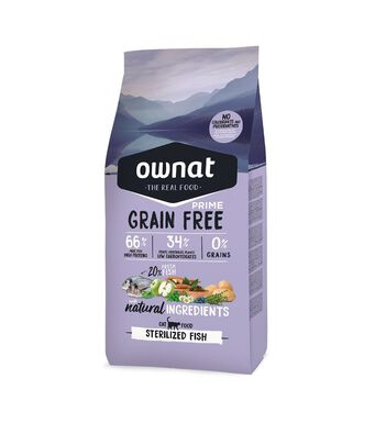 Ownat - Croquettes PRIME Grain Free Sterilized Poisson pour Chats - 3Kg