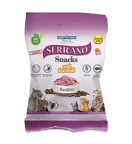 Serrano - Friandises Snacks Anti Hairball &agrave; la Sardine pour Chat - 50g Image num&eacute;ro 1