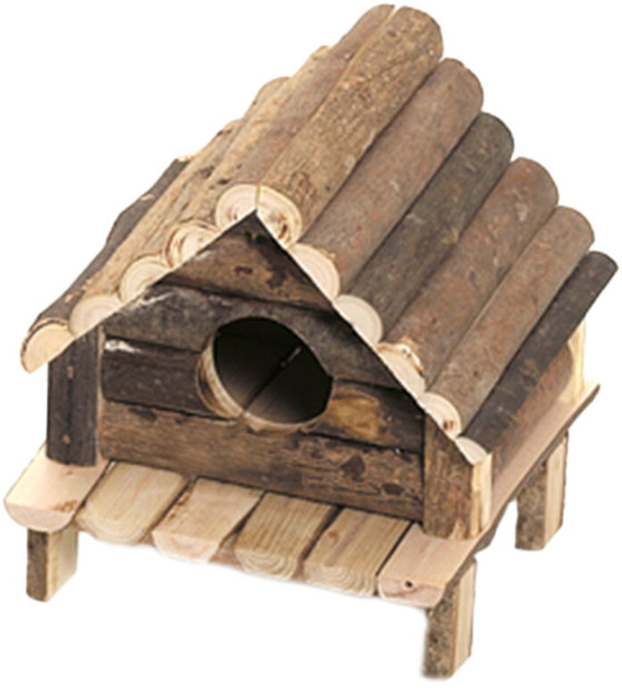 Flamingo - Maison Wooden Cabin en Bois pour Rongeurs - 14x12x13cm Image numéro 1 Flamingo - Maison Wooden Cabin en Bois pour Rongeurs - 14x12x13cm Image numéro 1