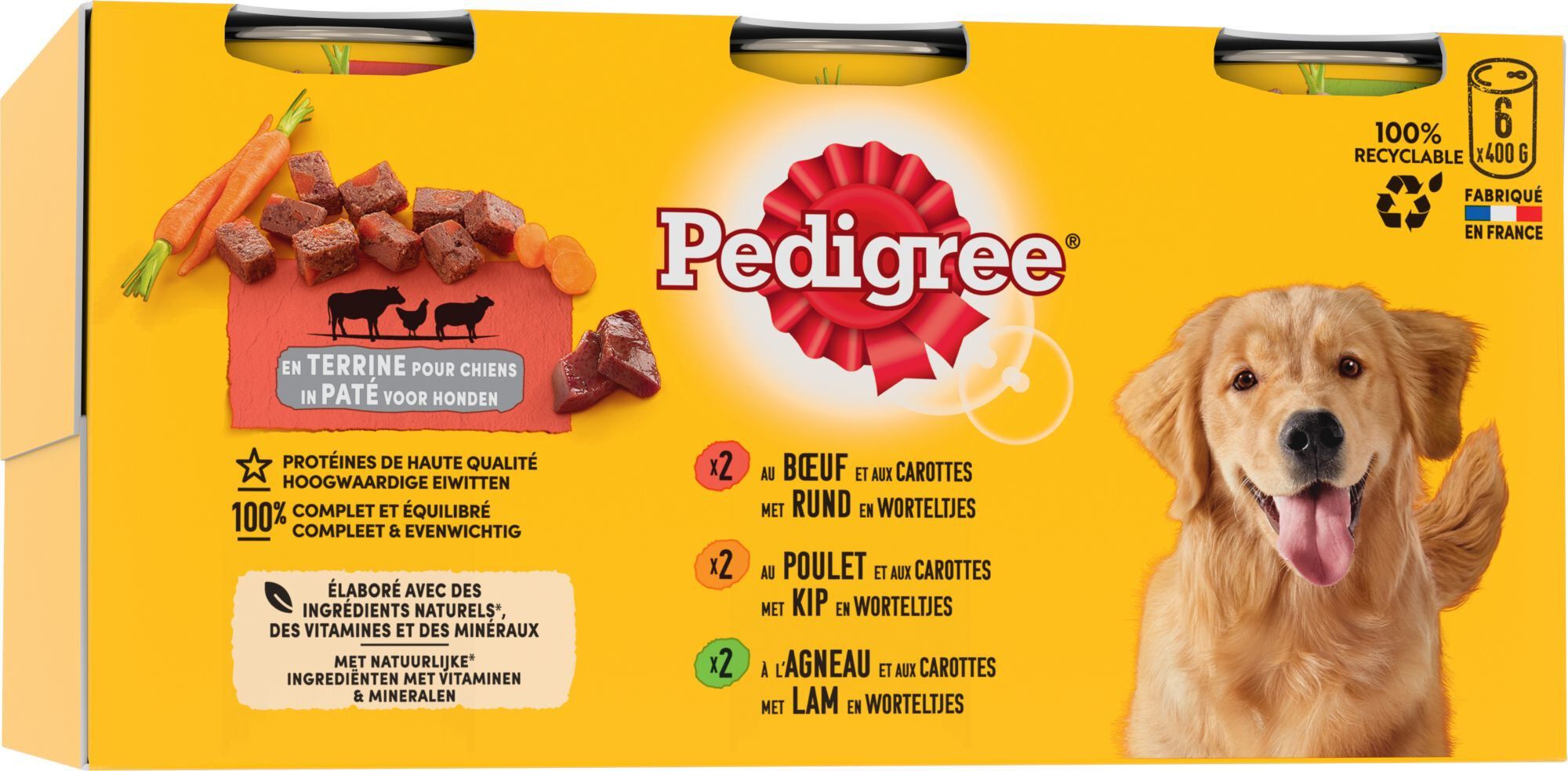 Pedigree - Bo&icirc;tes en Terrine 3 Vari&eacute;t&eacute;s pour Chiens - 6x400g Image num&eacute;ro 1