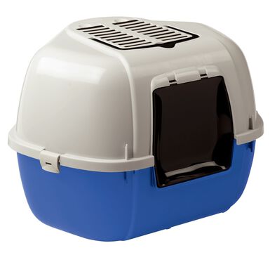 Ferplast - Maison de Toilette d Angle Mika pour Chats - Bleu