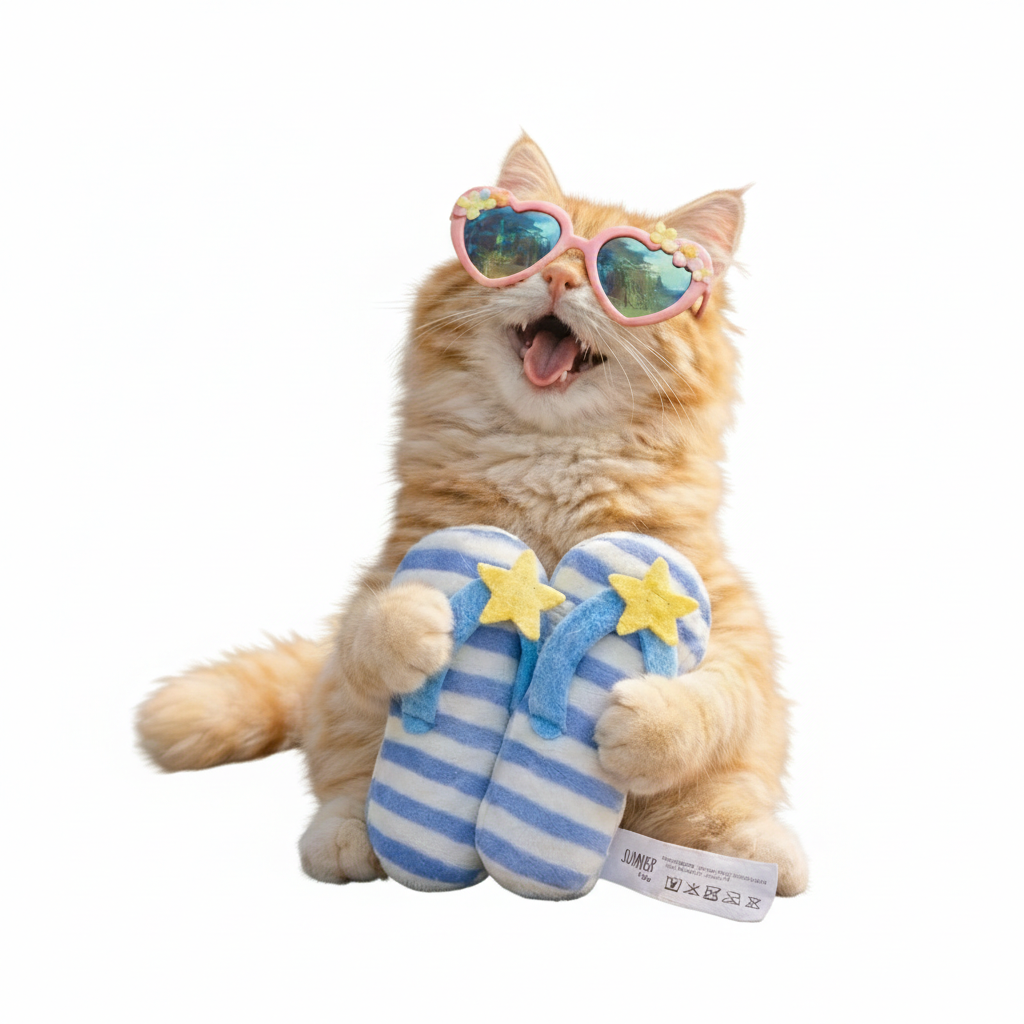 Summer Vibes - Jouet Peluche Tongs pour Chats - x2 Image num&eacute;ro 1