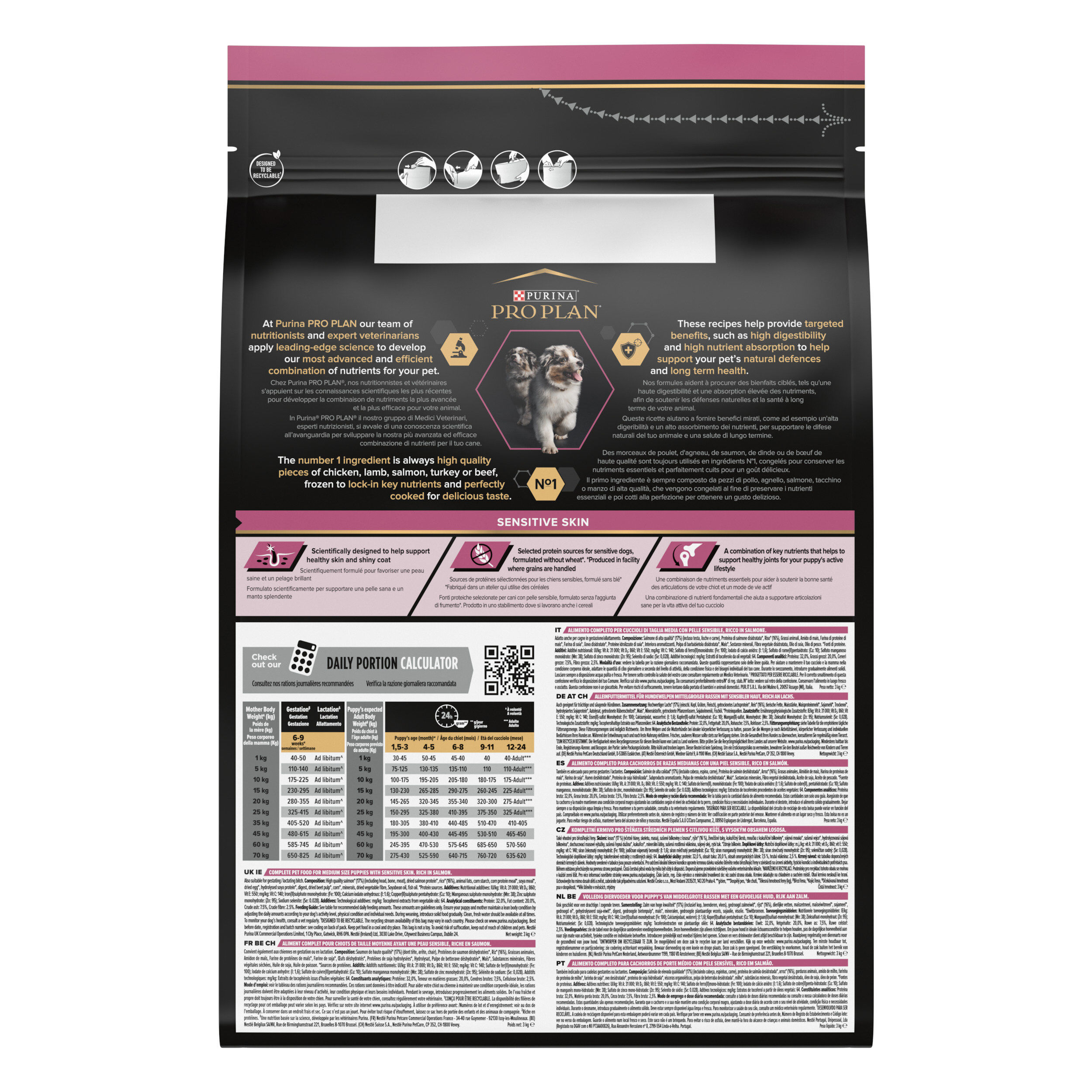 Pro Plan - Croquettes OPTIDERMA Medium Sensitive Skin Saumon pour Chiot - 3Kg Image num&eacute;ro 2