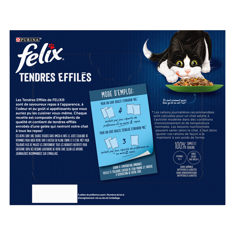 FELIX - Sachets fraîcheur Tendres Effilés Gelée Mixte avec Légumes pour Chats - 24x85g Image numéro 2 FELIX - Sachets fraîcheur Tendres Effilés Gelée Mixte avec Légumes pour Chats - 24x85g Image numéro 2