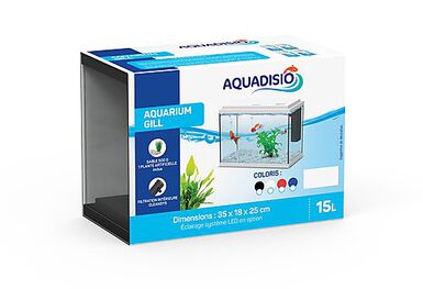 Aquadisio - Aquarium Gill Équipé Noir - 15L