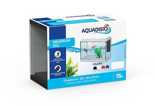 Aquadisio - Aquarium Gill Équipé Noir - 15L image number null