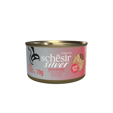 Schesir - Pâtée Silver Mousse et Filets au Poulet Avec Canard - 70g