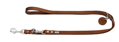 Hunter - Laisse Réglable en Cuir de Bœuf Cognac
